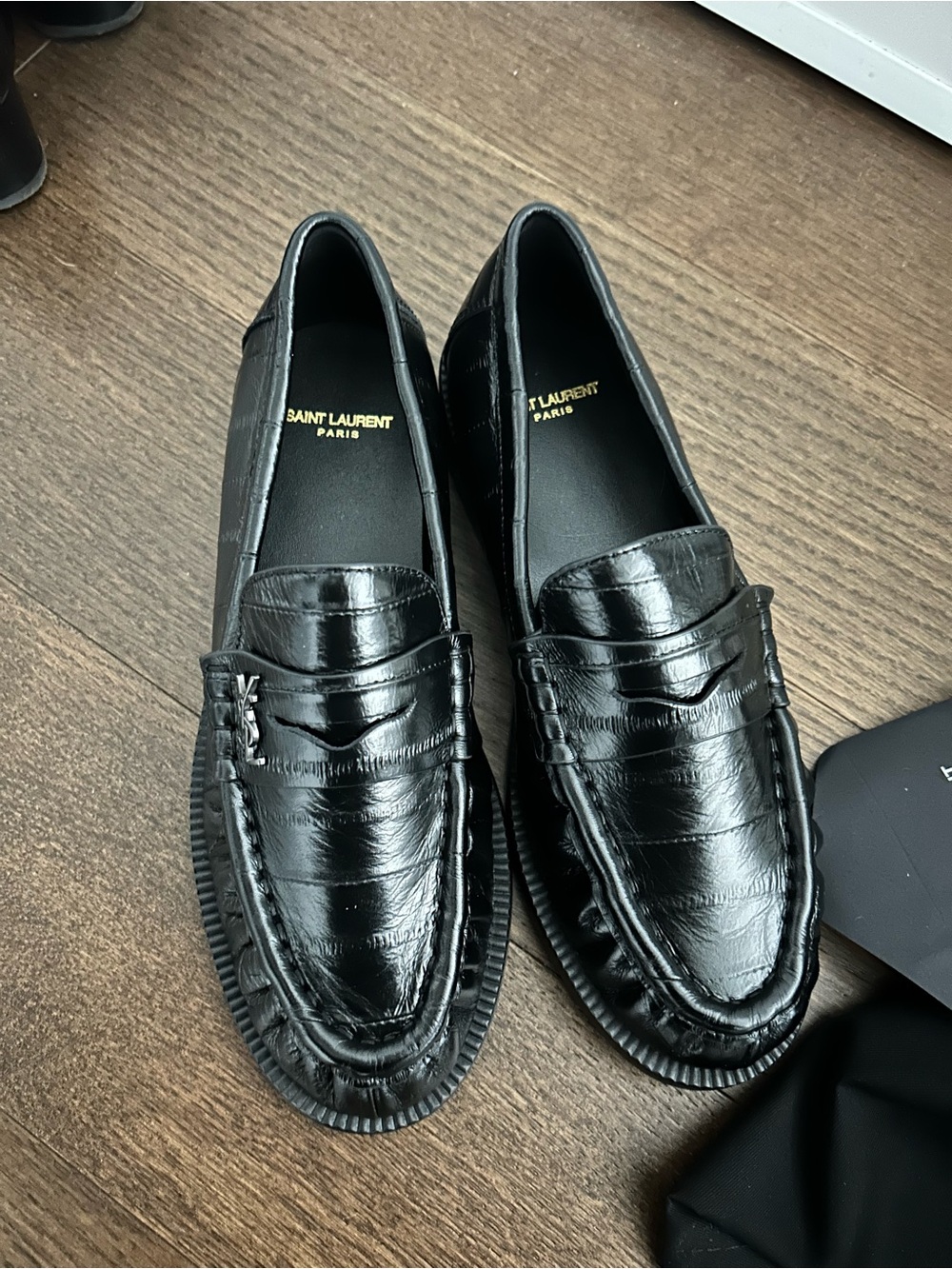 Black Leather Penny Loafers